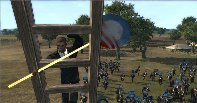Illustration for article titled Hundreds of Obamas and Romneys Go To War In This Ridiculous-Looking Mod